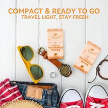 Travel Flushable Wipes, 8 Mini Packs, Lemon Citrus Plant-Based Wet Wipes For Adults, Septic, Gentle For Sensitive Skin & Hypoallergenic (Total 56 Wipes) - 檸檬柑橘 - 查看 2