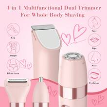 Hatteker 1pc 4-In-1 Electric Shaver With Digital Display, Washable Hair Removal Device, Multifunctional Women's Bikini Trimmer, Underarm And Leg Hair Razor Set - View 7