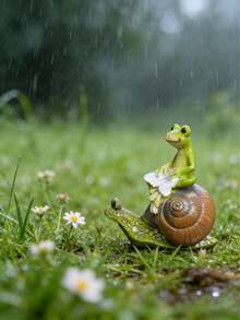 High-Quality Resin Frog And Snail Garden Sculpture Set - Imaginative Outdoor Animal Sculptures With Weather-Resistant Coating - Decorative Art For Yards - New Model - View 2
