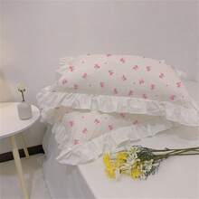 2 piezas/Juego Fundas de Almohada con Volantes de unicolor y Estampado Floral, Uso en Todas las Estaciones, Cómodas Transpirables Amigables con la Piel Suaves Lavables a Máquina, Fundas de Almohada con Volantes Estilo Princesa de unicolor (Núcleo de Almohada No Incluido), Simples Dulces Amigables con la Piel Suaves, Dormitorio de Estudiantes Dormitorio Hotel Ropa de Cama, Blanco Magnolia - Blanco - Ver 5
