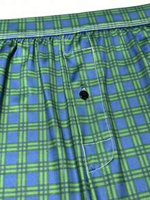 1piece Of Men Underwear, Soft And Comfortable Checkered Pattern Design Loose Corner Shorts, With Button Placket, Suitable For Daily Wear And Vacation - Multicolor - View 3