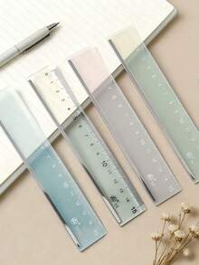 1pc/5pcs/15pcs 15cm Single-Sided Scale Transparent Plastic Straight Ruler, Suitable For Classroom Learning, Office Drawing, Essential School Supplies For Students, Back To School - Single Piece - View 5