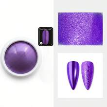 Mirror Effect Nail Powder + Applicator, Nail Decoration Powder With Applicator - Purple - View 1