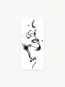 1 pieza Tatuaje temporal con diseño de líneas abstractas salpicadas de tinta china, tatuaje temporal realista, adecuado para viajes, festivales de música, juegos, regalos de graduación, con duración de 3 a 5 días - Negro - Ver 4