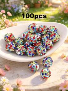 20/50/100pcs Colorful Glass Rhinestone Beads - Mixed Colors, Suitable For DIY Jewelry, Bracelets, Necklaces, Keychains, Party Decorations, Multifunctional Craft Kit With Clay Pen And Earring Hooks For Jewelry Making - Multicolor - View 34