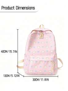 1pc Cute Cartoon Print Large Capacity College Style Backpack, Lightweight Nylon Bag, Multifunctional For Daily Use, Travel, Work And Casual Outings, Multi-Pocket Design For Easy Organization And Storage, Ideal Accessory For Teenagers - Multicolor - View 7