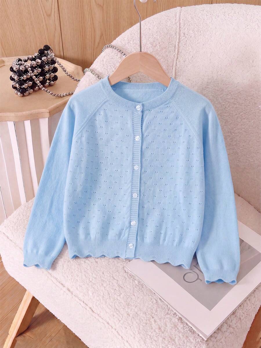 Cardigan Rajut Ringan Warna Polos untuk Anak Perempuan, Cocok untuk Dipakai di Rumah, Jalan-jalan, atau Sebagai Hadiah Idul Adha