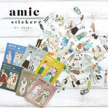 Amie Sticker アミ ステッカー かわいい フレークシール 水彩ガール 上質紙 日本製 - アンティークガール - チェックする 4