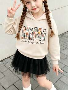 Sweat-shirt-shirt chaud avec motif de lettres pour jeune fille - Nude - Voir 1