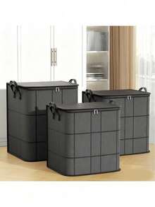 1pc Black, Thick Large Storage Bag - Made Of High-Strength, Tear-Resistant Woven Fabric; Strong Stitching, Dustproof And Moisture-Proof; Foldable And Stackable; Perfect For Travel, Moving, And Bedroom Storage. A Great Home Organization Helper, Space-Saving And Practical. - Multicolor - View 7