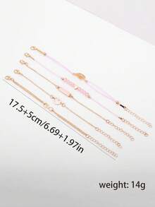 6pcs/Set Women's Casual PU Leather Strap And Leaf Bracelet Set, Fashion Minimalist Metal Round Watch, Suitable For Teacher's Day, Thanksgiving, Mother's Day, Valentine's Day, Students, Graduation, Birthday, Gift, Back To School Gift, Christmas Gift, Halloween Graduation Gift, School Events And More. - Multicolor - View 10