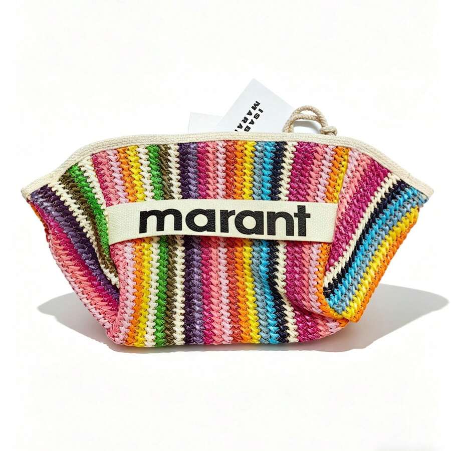 Fresh And Rustic Straw Bag, Fabric Purse With Zipper, Simple And Portable, Versatile For Everyday Use, Small Clutch Bag. - 1 - View 1
