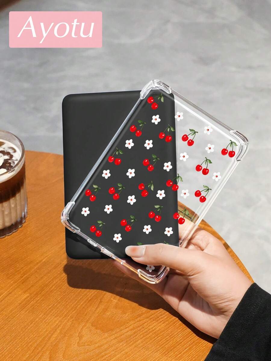 Ayotu Red Cherry Protective Case, Compatible With Kindle Paperwhite 12th Gen 2024/Kindle (11th Gen - Released In 2024)/Kindle 10th Gen 2019,Fruit Pattern,Kindle Transparent Shell.