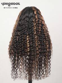 MEGALOOK 13x4 Inch Deep Wave High Gloss Brown Transparent Lace 100% Brazilian Human Hair 150% Density 20-30 Inch High Gloss Dyed Pre-Trimmed And Bleached Knots Natural Look Daily Use Women's Wig - Multicolor - View 5