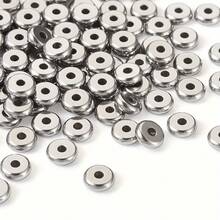 [Stainless Steel Spacer Beads] 40/100pcs Stainless Steel 2D Flat Round Spacer Beads| DIY Jewelry Making Decorative Loose Beads For Necklaces And Bracelets Accessories - Stainless Steel 4mm 100 Pcs - View 4