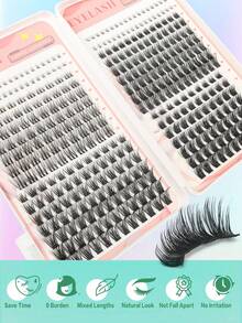 Bộ 387 sợi mi giả dày dặn, gồm mi trên và mi dưới, dày và dài, độ cong C/D hỗn hợp, phù hợp cho người mới bắt đầu, dùng được hàng ngày, dự tiệc và nhiều dịp khác nhau. - HỖN HỢP C/D - Xem 3