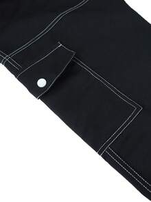 1pc Men's Multi-Pocket Cargo Long Pants, Spring/Autumn/Summer Beach Vacation Sand Pants, Casual Commute Sports Training Running Outdoor Hiking Loose Fit Fashion Jogging Fitness Workout Versatile Straight Leg Streetwear Pants - Black - View 7