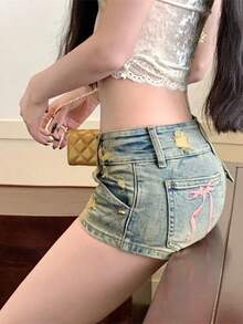Women Denim Shorts - Blue - View 7