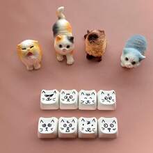 Cute Cat Art Keyboard Keycap Set, 8pcs White Cartoon Cat Face Custom Keycaps, OEM Specification PBT Keycaps For Mechanical Keyboards, Cute Gaming Keyboard Accessories, Funny Cat Lover Gift - View 8