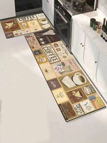 1 pieza Alfombra de color café para sala de estar y cocina, Alfombra antifatiga para cocina, Juego de alfombras de goma para cocina, Alfombra de color café para cocina, Antideslizante y lavable, Alfombra pasillera para cocina, Respaldo de goma - Multicolor - Ver 8