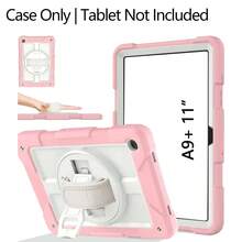 適用於 Tab A11 Plus 11 吋 2026 (X230/X236/X238);Tab A11+ 耐衝擊保護殼,附旋轉支架、筆槽與腕帶;黑色 - 粉紅+米白 - 查看 8
