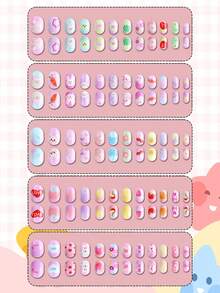 NAIO 120-Piece Pack (5 Styles) Of Children's Press-Type False Nails, Acrylic Material, Full Coverage, Cute Cartoon Rainbow Heart Glossy Press-Type False Nail Set, Short Oval False Nail Set, Comes With 3 Pieces Of Tape And 3 Nail Files. - Multicolor - View 9