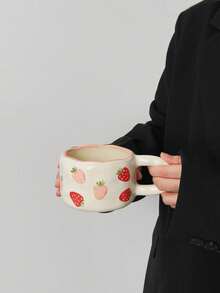 1 buah Cangkir Kopi Keramik Motif Ceri dan Stroberi yang Baru Dilukis, Mug dengan Pola Buah yang Lucu, Cocok untuk Sarapan, Susu, Pasangan, Sempurna sebagai Hadiah Liburan untuk Teman dan Keluarga - MultiWarna - View 9