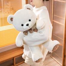 1 pieza Oso de peluche suave y lindo de 38cm con corbata de moño, regalo de cumpleaños/Navidad, gran regalo de boda de oso de peluche, decoración navideña, decoración del hogar y regalo de cumpleaños/festividad, suave y cómodo, material de peluche de poliéster, regalo elegante para el Día de San Valentín y Navidad - Multicolor - Ver 10
