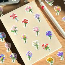 50 Peças Adesivos de Buquê de Flores em Aquarela, Decalques Florais Coquette para Bullet Journal, Planejador, Scrapbook, Diário, Álbum & Suprimentos Escolares de Papelaria Estética - A - Visão 5