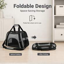 1 pieza - Transportadora de mascotas para coche, bolsa de viaje plegable portátil con diseño anti-escape de lados blandos, dile adiós a la pesadez de las jaulas de mascotas tradicionales, diseño moderno y minimalista para viajes diarios, estrictamente conforme a los estándares de embarque de aerolíneas, se ajusta perfectamente a los viajes en coche, tela transpirable premium combinada con un diseño anti-escape (se envía estilo aleatorio, por favor confirme antes de pedir) - Multicolor - Ver 8