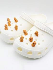 10pcs Cute Mini Capybara Shoe Charms, DIY Shoe Decorations For Clogs - Khaki - View 3