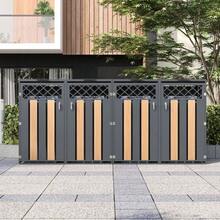 Bin Storage Box With Hinged Lid, Diamond-Shaped Ventilation Opening, Lockable, Two Doors. - 灰色1 - 查看 12