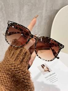 3pcs/1pc Women's Large Frame Black Leopard Print Plastic Fashion Glasses, Outdoor Summer Beach Travel Party Accessory - Multicolor - View 13