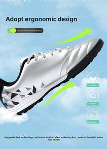 KELME 男款足球鞋 運動訓練 TF 人造草皮防滑專業比賽鞋 - 金屬銀 - 查看 2