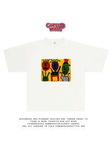 T-shirt à col rond avec motif créatif et amusant, mode estivale tendance, manches courtes, haut décontracté pour tous les jours. - Blanc - Voir 2