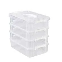 4-Layer Stackable Transparent Plastic Storage Box With Lid, Divided Drawer Organizer, Building Block Storage Box, Hair Accessories & Jewelry Box, Portable Makeup Artist Storage Case, Home Office Desk Toy Craft Organizer, For Cosmetics - Multicolor - View 13