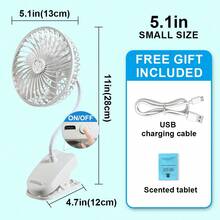 Summer Cooling Personal Portable Fan, Desktop Silent Small Fan, 4 Speed Adjustment Modes, USB Charging Function, One-Key Switch, 360° Adjustable Flexible Neck Fan. Suitable For Home, Beach, Office, Dormitory, Bedroom, Indoor, Outdoor, Baby Carriage, Travel, Travel Essentials, Summer Gifts, Etc. Occasions. - WQ-fS01B - View 13