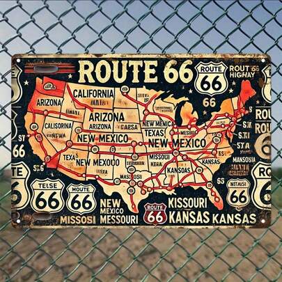2D Flat, Historical Map Sign Metal Wall Decor - Round Metal Decorative Art Piece, Suitable For Home, Bar, Garage Decor | Unique Gift For Men, 80s And 90s Style, Cafe, Restaurant And Bedroom, Door Decor, Perfect Room Decor