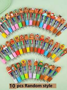 6/10 PCS Capybara Cartoon Neutral Pen Cute Theme Party Gift Multicolored Cartoon Mini Pens Adorable Capybara Fun Gift Bulk Pack - Multicolor - View 9