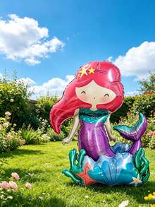 1 Ocean-Themed Standing Mermaid Balloon, Suitable For Birthday Parties, Themed Parties, Anniversaries, Housewarming Parties, Hen Parties, Back-To-School Celebrations, Graduation Parties, Wedding Receptions, Retirement Parties, - 1 YEAR - View 2
