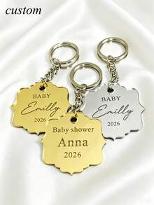 Gold Mirror Acrylic Personalized Name Baptism Favor Tags Keychain, Gold Acrylic, Chocolate Favor, Mirror Label, Luxury Cross Favor, "Mi " Label, Personalized Gift Label - Multicolor - View 8