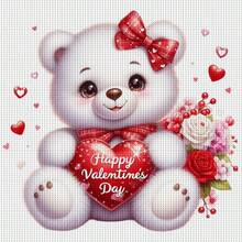 1 Set 46cm/18.11inch Valentine's Day Cute Pet Semi-Finished Cross Stitch Kit, DIY Needlework Materials, 11CT Printed Cross Stitch Decor Painting, Creative Handmade Gift, Full Home Decor Craft Set, Frame Not Included - Valentine's Day Cute Pets - View 13