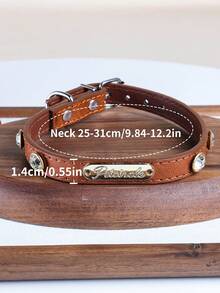 PETCIRCLE 1pc Pet Collar For Dogs And Cats, Small Dogs, Puppies, Teddy, Bichon, Pomeranian, Cute Casual Accessory Gold Label Collar - Multicolor - View 11
