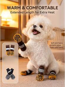 4 Pairs Non-Slip Dog Socks, Shoes And Socks For Medium To Large Dogs, Indoor Pet Socks And Leg Protectors - Black - View 2