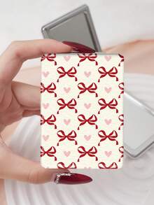 1PC Y2K Series Portable Vanity Mirror, Foldable Lightweight Ultra-Thin Convenient Hand Mirror, PU Leather, Suitable For Multiple Scenarios And All People, Rectangular Small Mirror, Pocket Mirror, Leopard Print, Lips, Cherry, Bow, Rose Pattern Design, Exquisite And Delicate, Easy To Carry, Handheld Makeup Mirror, 180° Flip Cover, Multi-Functional - Multicolor - View 14