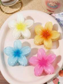 1/2/3/4入 8cm/3.14in 黃色、白色、藍色、粉色仙女塑膠髮夾，時尚百搭優雅極簡純色髮飾，適合日常穿搭、休閒、派對、工作、度假、馬尾、盤髮、洗臉、化妝、造型搭配、夏季海灘 - 彩色 - 查看 1