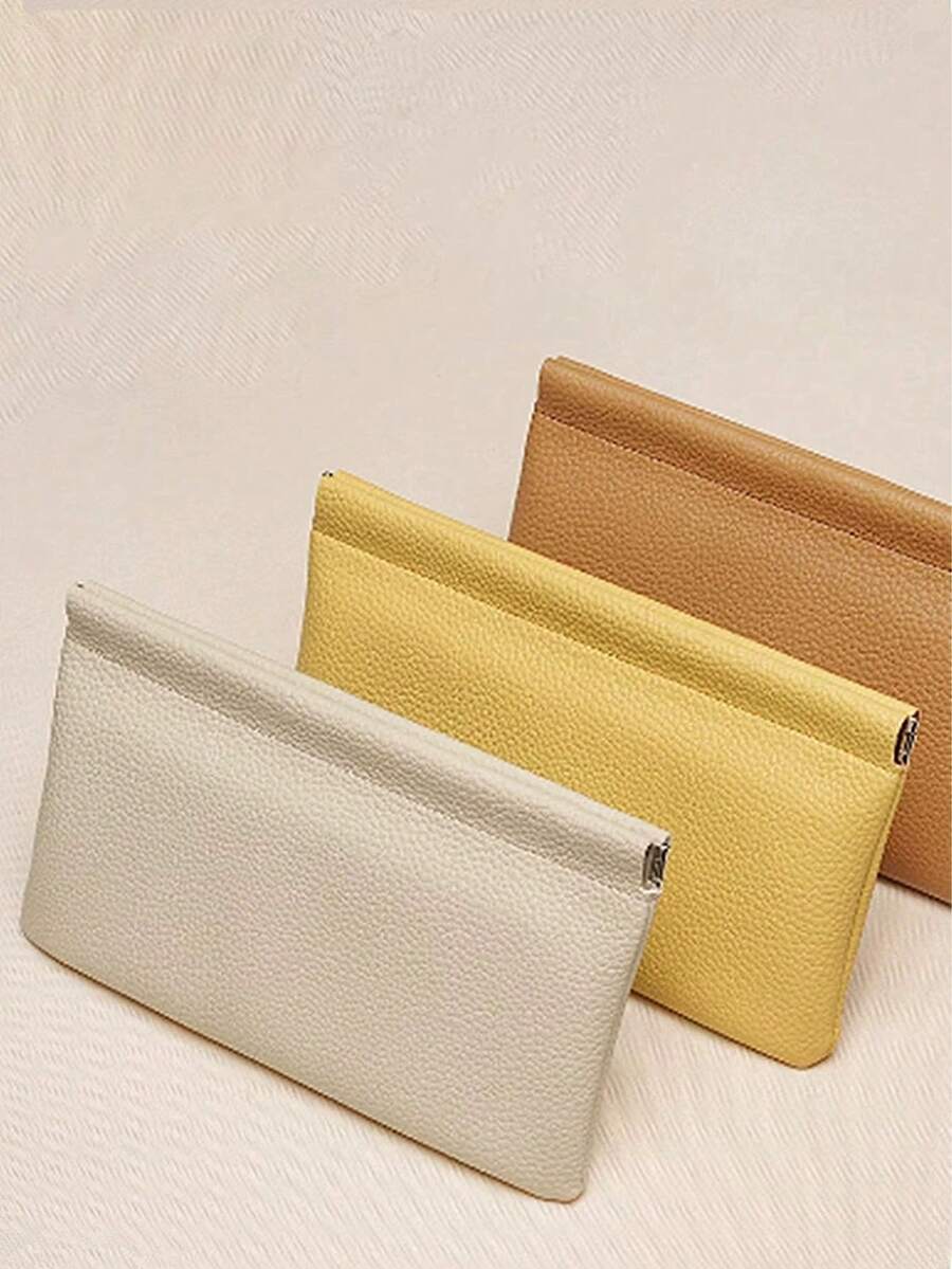 Automatic Closing Women's Wallet Card Holder File Bag, Automatic Closing Storage Bag, Can Hold Earphones Data Cable Cash Cosmetics Essentials, Men's Gift, Birthday Gift, Valentine's Day Gift, Back To School Gift - Multicolor - View 1
