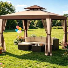 Patio Gazebo, Double Roof Canopy Tent With Mosquito Netting, Easy Setup Outdoor Shelter For Backyard, Garden & Poolside - A - View 1