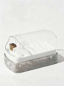 Caja de almacenamiento y exhibición con cepillo para brocas de taladro de uñas con 30 ranuras, decorada con diamante de imitación - Multicolor - Ver 11