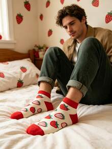 5 Pairs Fun Fruit Patterned Low-Cut Short Socks, Random Multicolor Pineapple & Strawberry Design, Comfortable And Durable For All Seasons Daily Wear - Multicolor - View 6